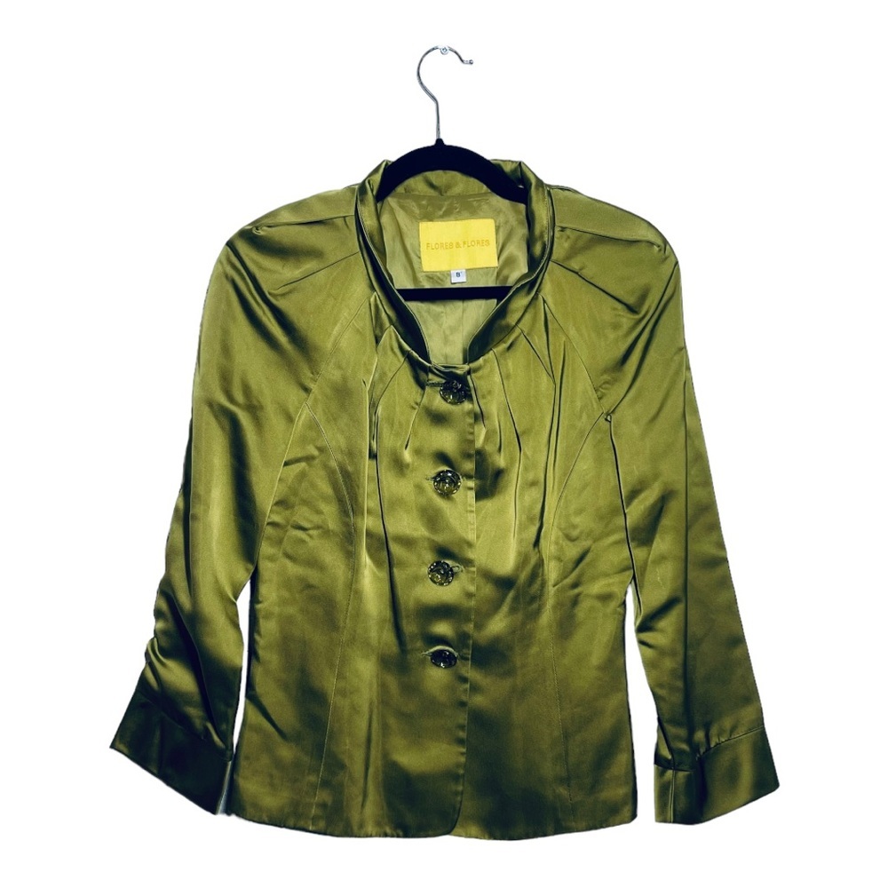 Flores & Flores lime green silky jacket - Picture 2 of 6